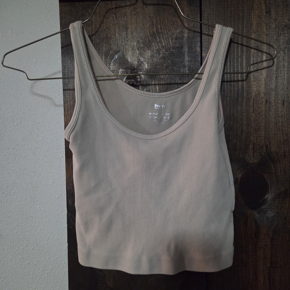 Women's Beige Crop Top Tank Top